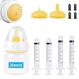 Jiaxix Pet Nursing Bottle Kit for Kitten Puppy,60mlCat Bottle Feeding Kit Nipple Kittens Syringe for Small Cat Dog Newborn Kitten Puppys Rabbits Squirrel Animals (Yellow)