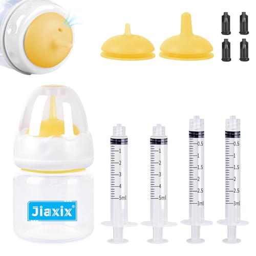 Jiaxix Pet Nursing Bottle Kit for Kitten Puppy,60mlCat Bottle Feeding Kit Nipple Kittens Syringe for Small Cat Dog Newborn Kitten Puppys Rabbits Squirrel Animals (Yellow)