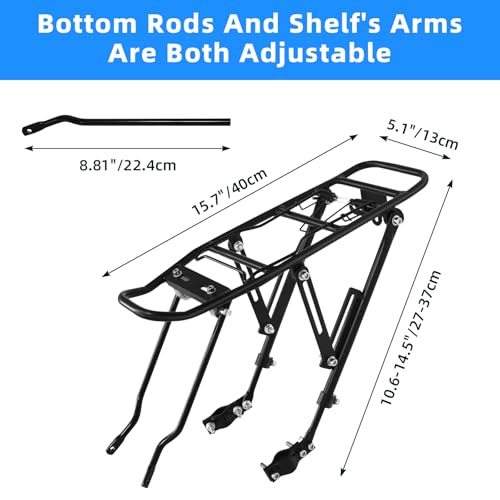 2025 Upgraded ZTZ Generies Biking Universal Adjustable Bike Rear Rack, Bike Carrier Rack with Quick Release Road Bicycle Rear Racks 110-165 lbs Capacity Universal, compatiable with Most of Bikes by ZTZ - Image 7