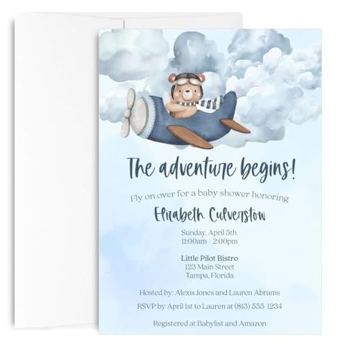 Customizable Airplane Teddy Bear Invitations