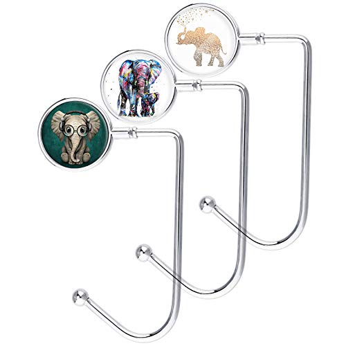 Handtaschenhaken für Damen, Handtaschen-Aufhänger, Dekoration, Tischhaken Small 3 x Elefanten Cover