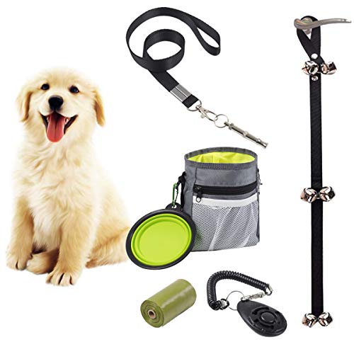 HOMFREEST Puppy Training Set with Dog Clicker, Dog Whistle, Training Doorbells, Dog Treat