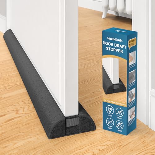 Augblinds Double-Sided Door Draft Stopper, Adjustable 32 Inch, Black