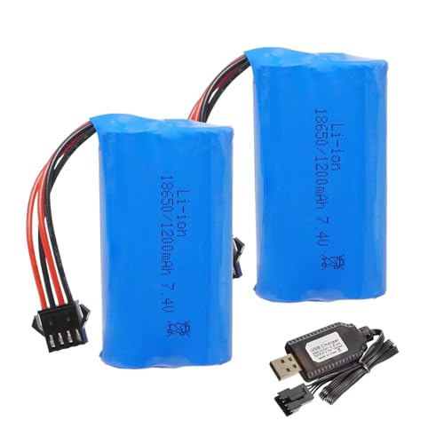 USDTOROAD 2Pcs 7.4V 1200mAh Li-ion Battery Pack RC