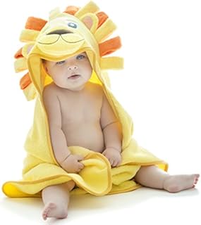 Little Tinkers World Lion Hooded Baby Towel, Natural Cotton, 75x75 cms