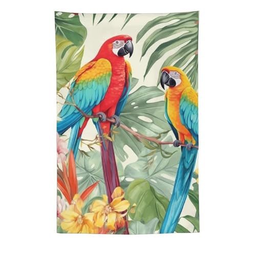 Tapisserie murale avec plantes tropicales en tissu lavable grand format vertical