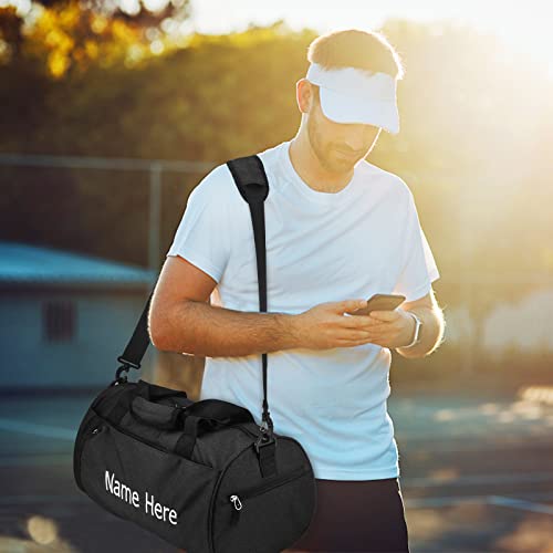 Personalized Duffel Bag, Custom Embroidered Gym Bag, Gym Bag with Shoe Compartment & Wet Dry Pockets, Sports Gym Travel Bag for Women & Men (Black, L)