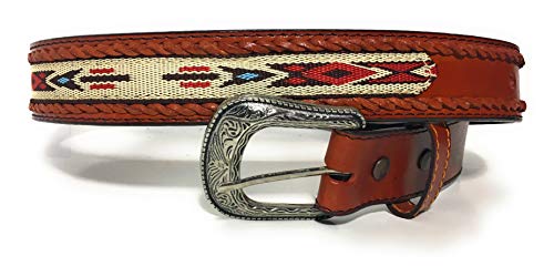 EL CHARRO MEN'S WESTERN LEATHER BELT. COWBOY RODEO WESTERN STYLE BELT (38, Pumpkin)2