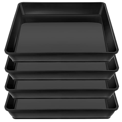 Square Plant Saucer 16 Inch 4 Pack, Heavy Plastic Plant Saucer,Deep Heavy Duty Plant Pot Saucers, Planters for Indoors and Outdoors Plants, Garden Large Plant Trays for Pots.