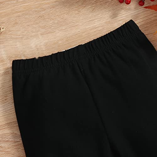 Camiseta infantil para meninas com babados, manga comprida, estampa de desenho animado, blusa e calç