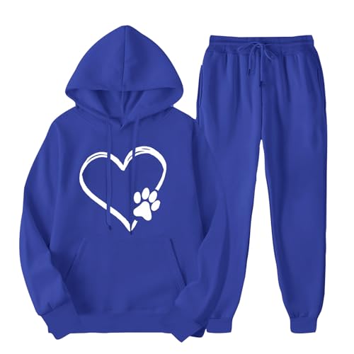 Open Box Items Clearance All Womens 2 Piece Outfits Sweatsuits Heart Print Hoodies Sweatshirt Joggers Lounge Set Fall Winter Tracksuit with Pocket Trajes De 2 Piezas