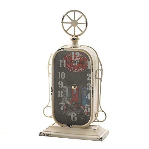 NYW Tabletop Clock Gas Station Fuel Pump Shelf Rustic Primitive Distressed Country