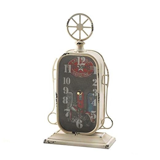 NYW Tabletop Clock Gas Station Fuel Pump Shelf Rustic Primitive Distressed Country