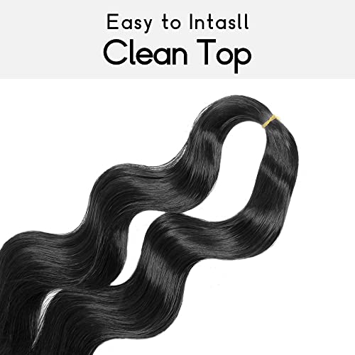 Niseyo Body Wave Braiding Hair 30 Inch Pre-Feathered Long Ocean Deap Twist Synthetic Hair For French Curl Crochet Braids 3 Bundles (3 Pack, 1B) #TOP2