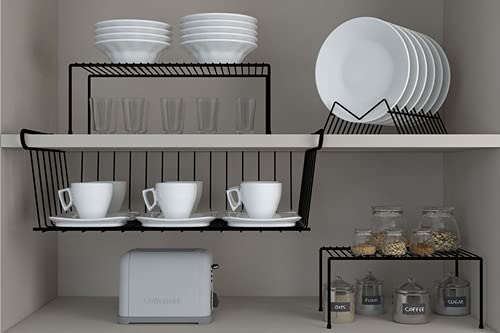 Organizador Porta Pratos Vertical de Bancada Armário de Cozinha (preto)