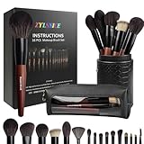 Makeup Brushes 16 Pcs Makeup Brush Set Professional, Wood Handle Travel Make Up Brushes Set with Case, Premium Cruelty-Free Synthetic Fiber Hair Makeup Brush Kit with Holder