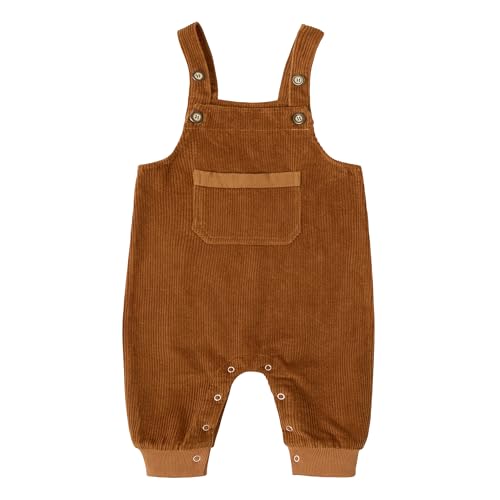 Volunboy Unisex Bebé Dinosaurio Peto Pana, Sin Mangas Ajustable Correa Botones Overalls Monos con Animal(9-12 meses,Calabaza,Tamaño 80)