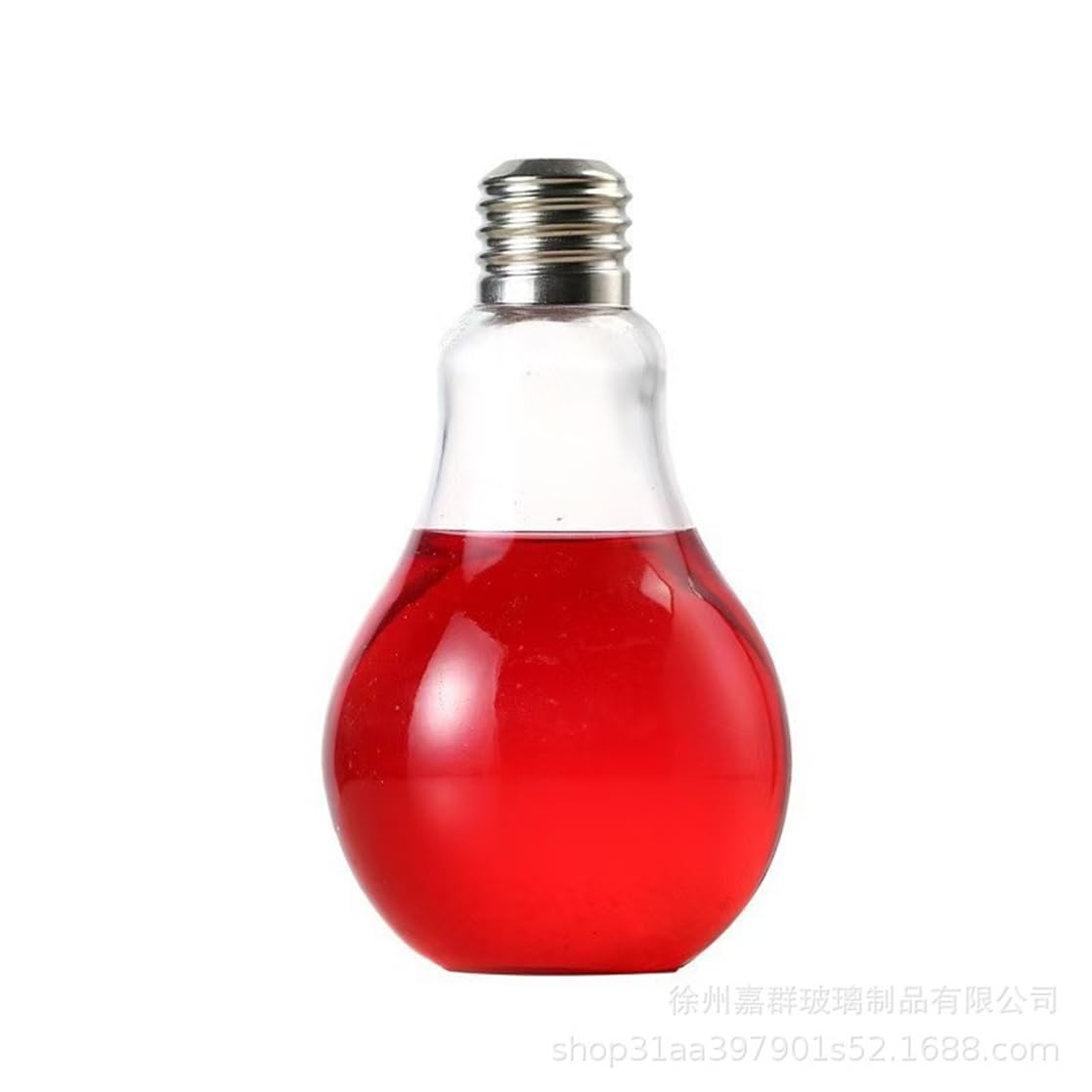Glühbirnenförmige Flasche, leuchtende Glasbecher, ideal für Softdrinks, Bier, Cocktails und Longdrinks auf Rumbasis, 4 Stück (500 ml)
