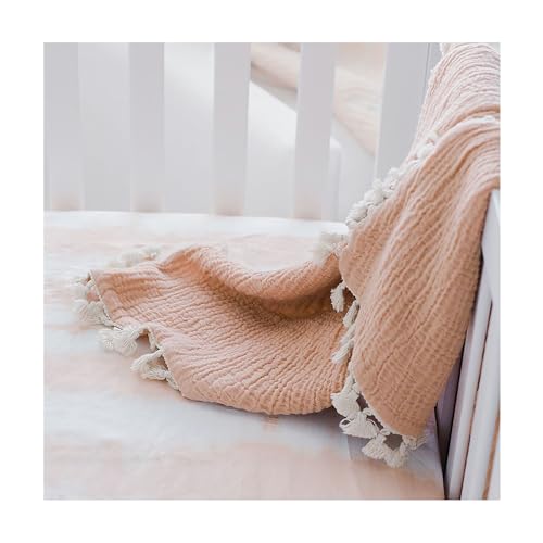 Crane Baby Soft Cotton Crib Mattress Sheet, Fitted Sheet for Cribs and Toddler Beds, Pink Tie-Dye, 28”w x 52”h x 9”d