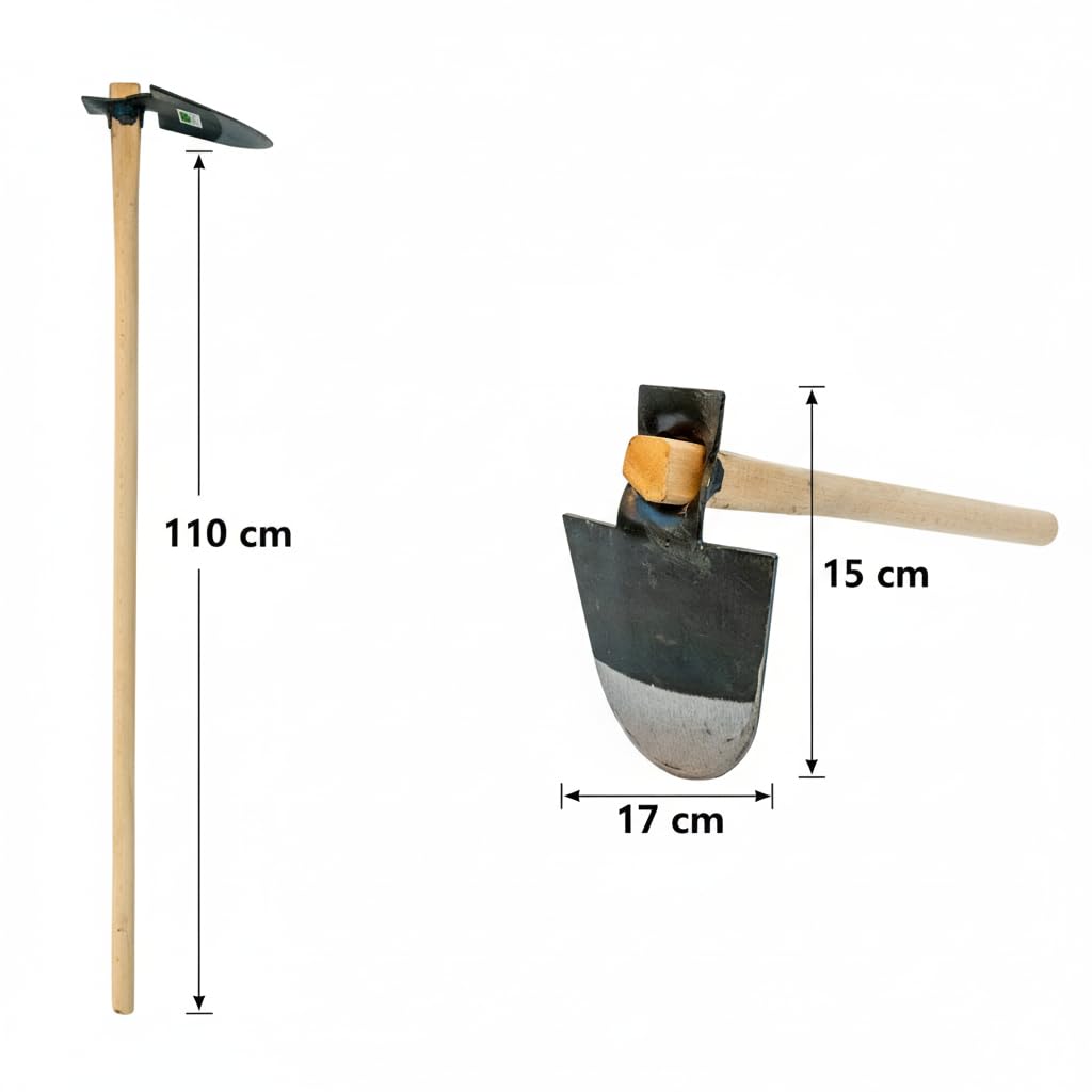 Valoak Zappa Tipo Brindisina da Giardinaggio | Manico in Legno di Faggio da 110 cm | Lama in Acciaio da 15x17 cm | Made in Italy