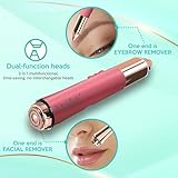 iMusthav 2 in 1 Eyebrow and Facial Hair Remover for Women Painless Electric Razor Epilator Trimmer Shaver with 18K Gold-Plated, USB Rechargeable, 360° LED for Flawless Eyebrow and Face Hair Removal - Image 4