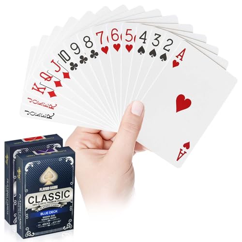 Wugauwor Plastic Waterproof Playing Cards,2 Decks,Red and Blue,Premium Professional Poker Cards,Bridge Cards,Standard Index for Blackjack, Canasta Card Game