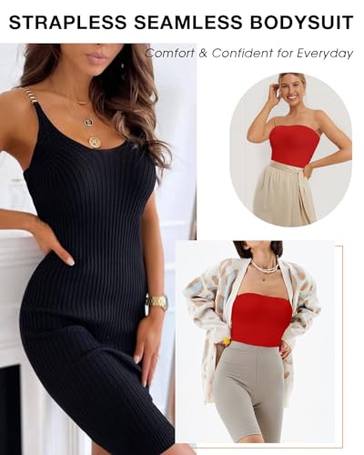 Image of Strapless Shapewear for Women Seamless Shapewear Tummy Control Strapless Bodysuit