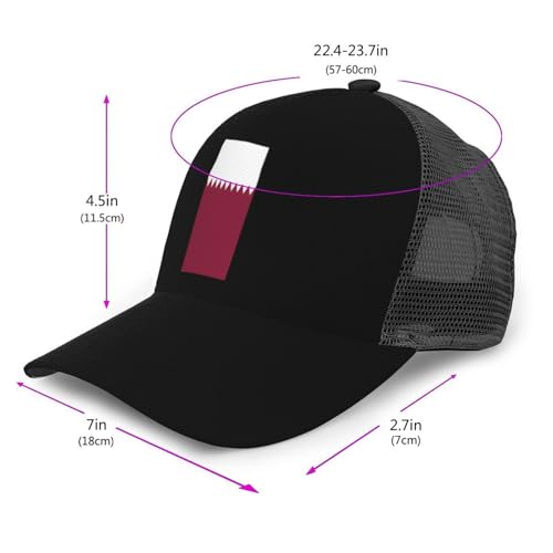 Flag of Qatar Mesh Baseball Cap - Classic Adjustable Peak Cap, Trucker Hat for Men & Women3