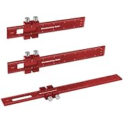 Violetfox Woodworking Ruler, 3Pcs Precision Pocket Metal Slide Rule Inch and Metric T-Type Scribing and Square Ruler for Marking and Measuring (6/8/12 Inch)