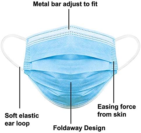 KEPLIN 50pk 3 PLY Face Masks Disposable for Adults, Disposable Breathable Face Coverings, Face Masks Breathable, Motorbike, Anti Haze Face Cover, Balaclavas Bandanas