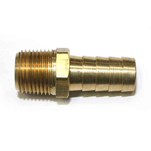 Interstate Pneumatics FM68 Brass Hose Barb Fitting, Connector, 1/2 Inch Barb X 3/8 Inch NPT Male End