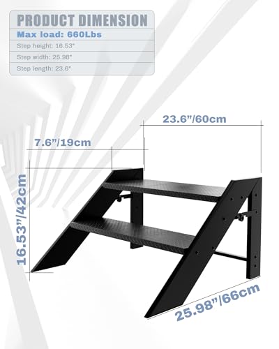 Image of 2 Step Stool Foldable,Step Ladder Folding,RV Steps with Height Adjustable Handrail and Non Slip Feets, Hot Tub Steps for Home, Travel Trailer, Camper, Mobile Home, Spa, and Porch