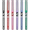 PILOT V5 Hi-Tecpoint Rollerball Pen - Fine 0.5mm Nib Tip - 0.3mm Line Width - Pack of 6 - Black, Blue, Red, Green, Violet & Pink