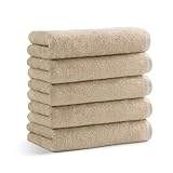 Smart yell(スマートエール) フェイスタオル 5枚セット【コンパクトタイプ】 ラテベージュ マイクロファイバー生地 (ポリエステル) 配合 34×80 タオル 薄手 ふわふわ 高速吸収 ポリエステル×綿