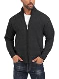 Les umes Hombres Punto Cremallera Completa Cárdigan Suéter Forrado Lana Caliente Jersey Abrigo Bolsillos Negro S