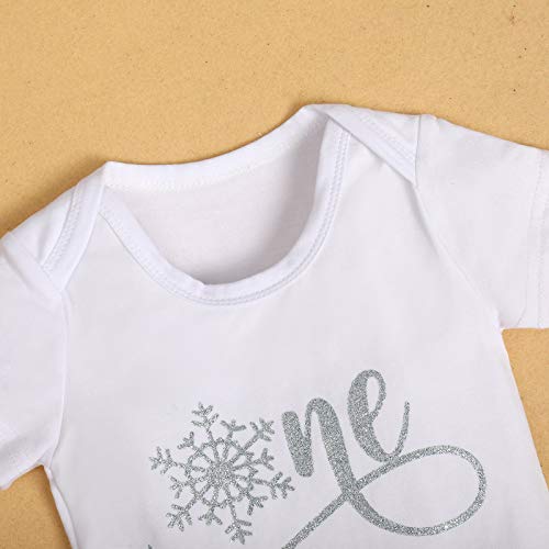 IMEKIS Baby Girl Winter Snowflake 1st Birthday Outfit Cake Smash Romper Tutu Skirt Headband Christmas Photo Shoot Clothes Set4