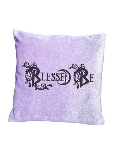 Image of Blessed Be Holographic Cushion Cover, 40 cm, Pink or White, Decorative Throw Pillow Case (Lilac)