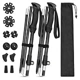 Dusefogo Wanderstöcke Faltbar, Nordic Walking stöcke Damen und Herren, Aluminium Trekkingstöcke Teleskop, Wanderstock Verstellbar 110cm-135cm, mit Gummipuffer und Tragebeutel Geeignet für Bergsteigen