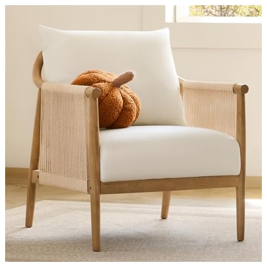 CHITA Braid Armchair, Modern Accent Chair for Living Room, Cream