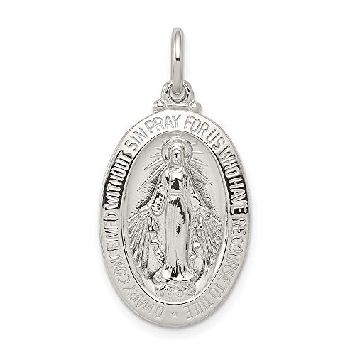 925 Sterling Silver Miraculous Medal Pendant Charm Necklace Religious Fine Jewelry For Women Gifts For Her