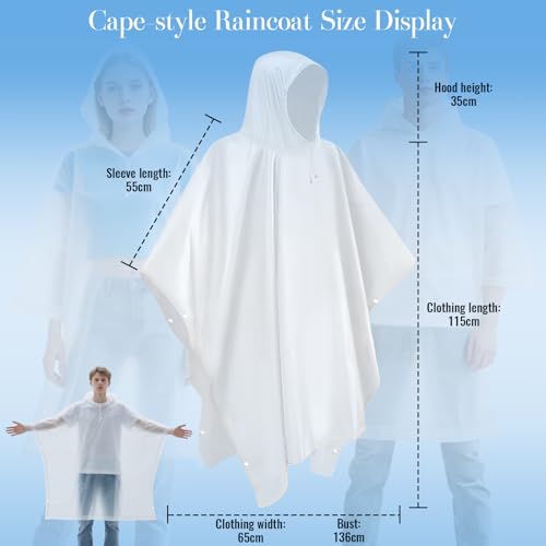 Poncho Waterproof Adult, Portable EVA Raincoat, Rain Ponchos Waterproof with Hoods, Reusable Rain Resistant Poncho for Camping, Emergency Situations, Travel - Image 3