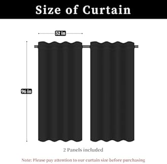 Loom and Mill Luxury Black Damask Curtains for Bedroom, Textured Lined Jacquard Curtains 2 Panels with Tiebacks, Window Curtain for Living Room Banquet Halloween Decor, Rod Pocket(52”x 96”, 2 Panels)
