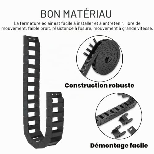 Nizirioo Chaîne porte-câbles en nylon, traînée 15 mm x 30 mm, porte-câble de remorquage, chaîne de transition, énergie de 1 m pour imprimantes 3D machines CNC – vue 4
