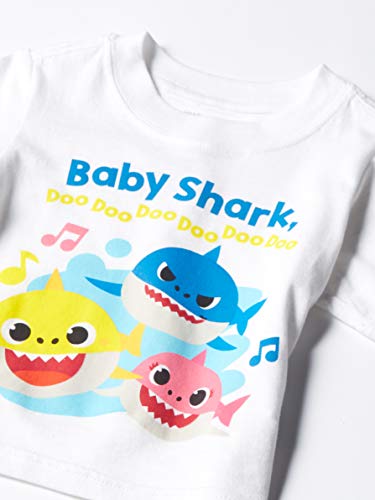 Pinkfong Boys Baby Shark Doo Family Short Sleeve T-Shirt, White, 6-9M