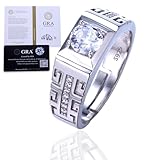 HALUKAKAH Anillo de Plata Esterlina con Piedra de Moissanita de 1 Quilate y Certificado,Joyería de Lujo de 2,0ct,Ajustable,Regalo Atemporal para Esposo,Novio,Cumpleaños,Aniversario - Sinfonía Real