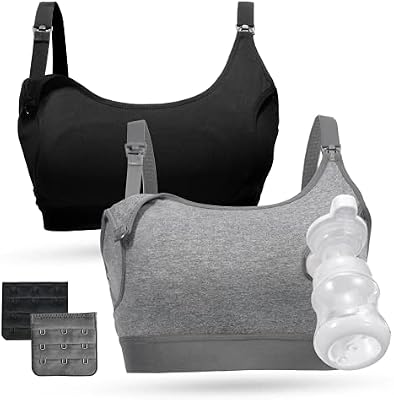 Momcozy Hands Free Pumping and Nursing Bra 2-Pack - Holds Spectra, Medela, Lansinoh Pumps