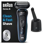 Braun Series 5 Electric Shaver, 4in1 SmartCare Center, +1 Attachment, Cordless, Up to 50 min, Wet & Dry Razor for Men, 100% Waterproof, 52-B7000CC, Blue