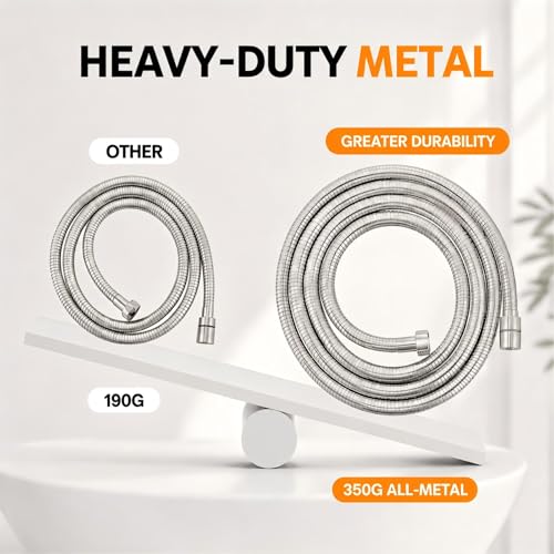 10Ft 118 Inch Extra Long Shower Hose, SUS304 Stainless Steel Anti-Kink Handheld Shower Head Hose with 360° Swivel Connector, G1/2 Universal Brass Nuts Replacement Shower Hose, Brushed Nickel by Generic - Used condition - Image 4