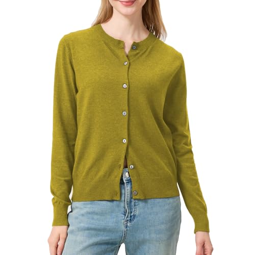 Selagira Womens Lightweight Cardigan Sweaters Button Down Long Sleeve Knit Cardigans for Women Summer Spring (US Alpha Large Regular Regular Green)