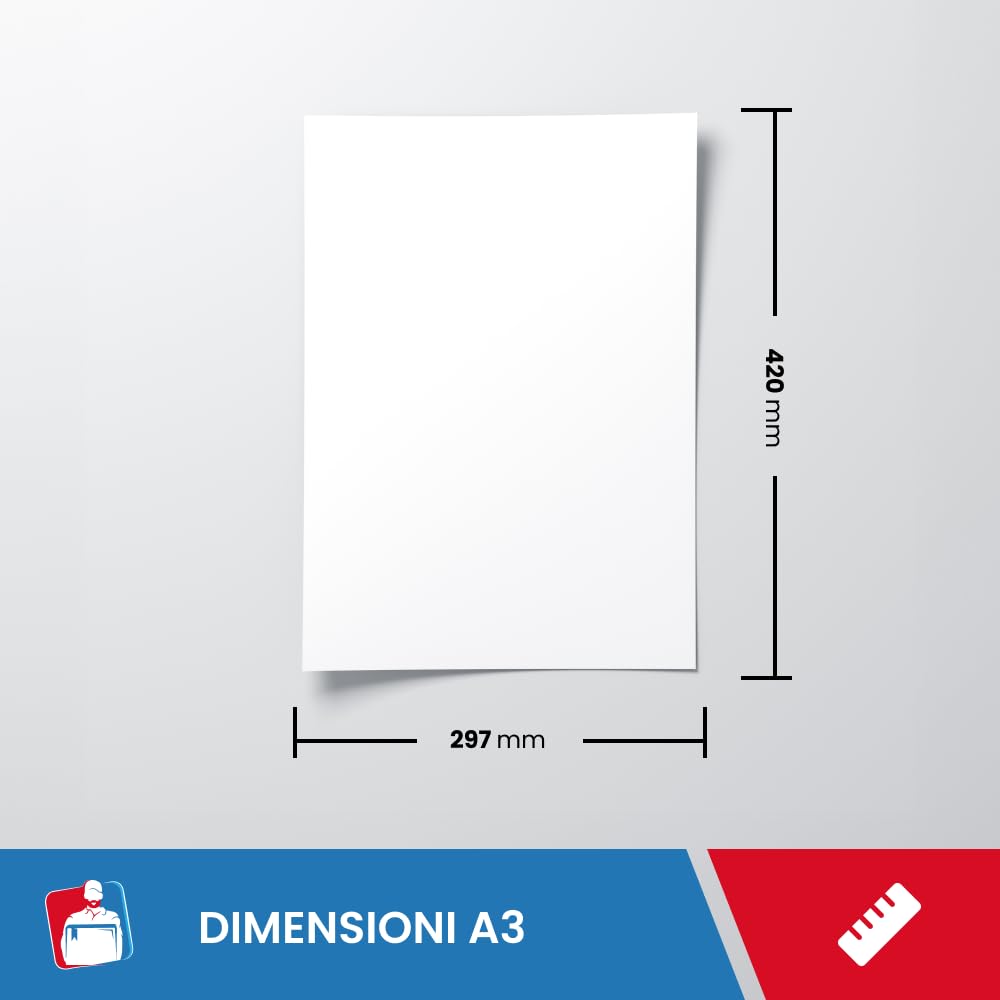 IMBALLAGGI 2000 - Risma Carta A3 10x500 Fogli 420x297 mm 80gr, Multiuso per Cancelleria Ufficio e Scuola, Stampante Fotocopie Inkjet/Laser/HP, Uso Professionale